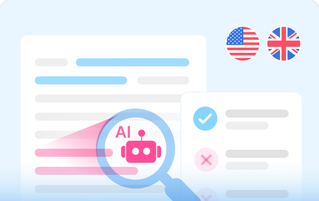 영문 문서에서 AI가 생성한 문장을 찾아낸 검사 결과